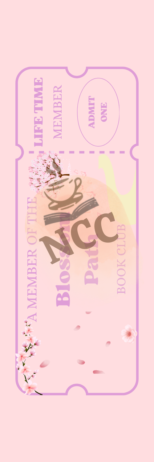 Front of Blossom Path Readers Ticket — a pink cherry blossom digital bookmark for book lovers
