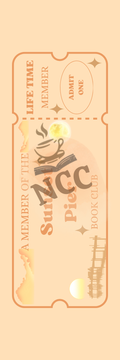 Front of Sunset Pier Readers Ticket — a warm golden sunset pier digital bookmark for book lovers
