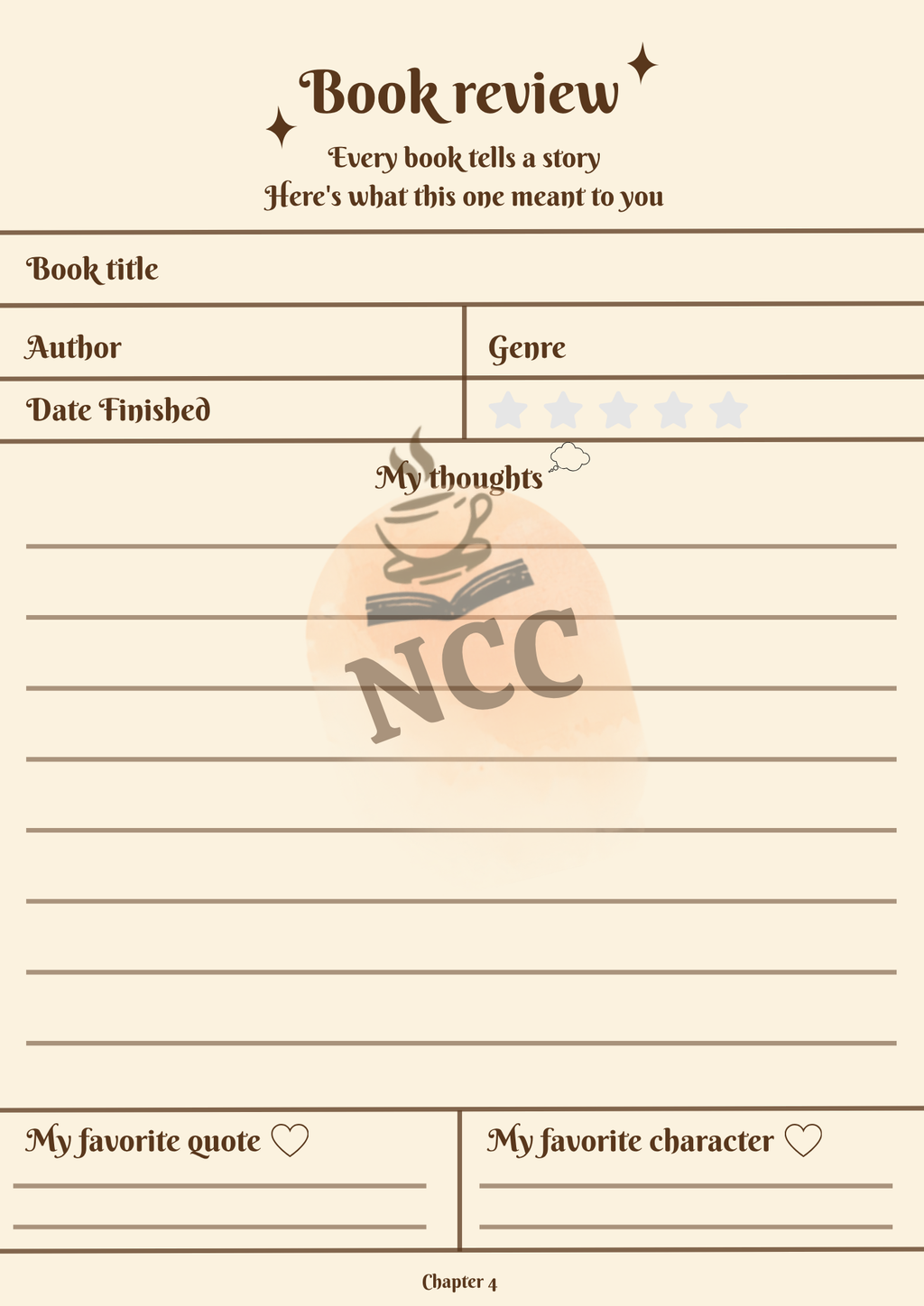 Book Review pages of The Cozy Reader's Journal — capture your thoughts on every book
