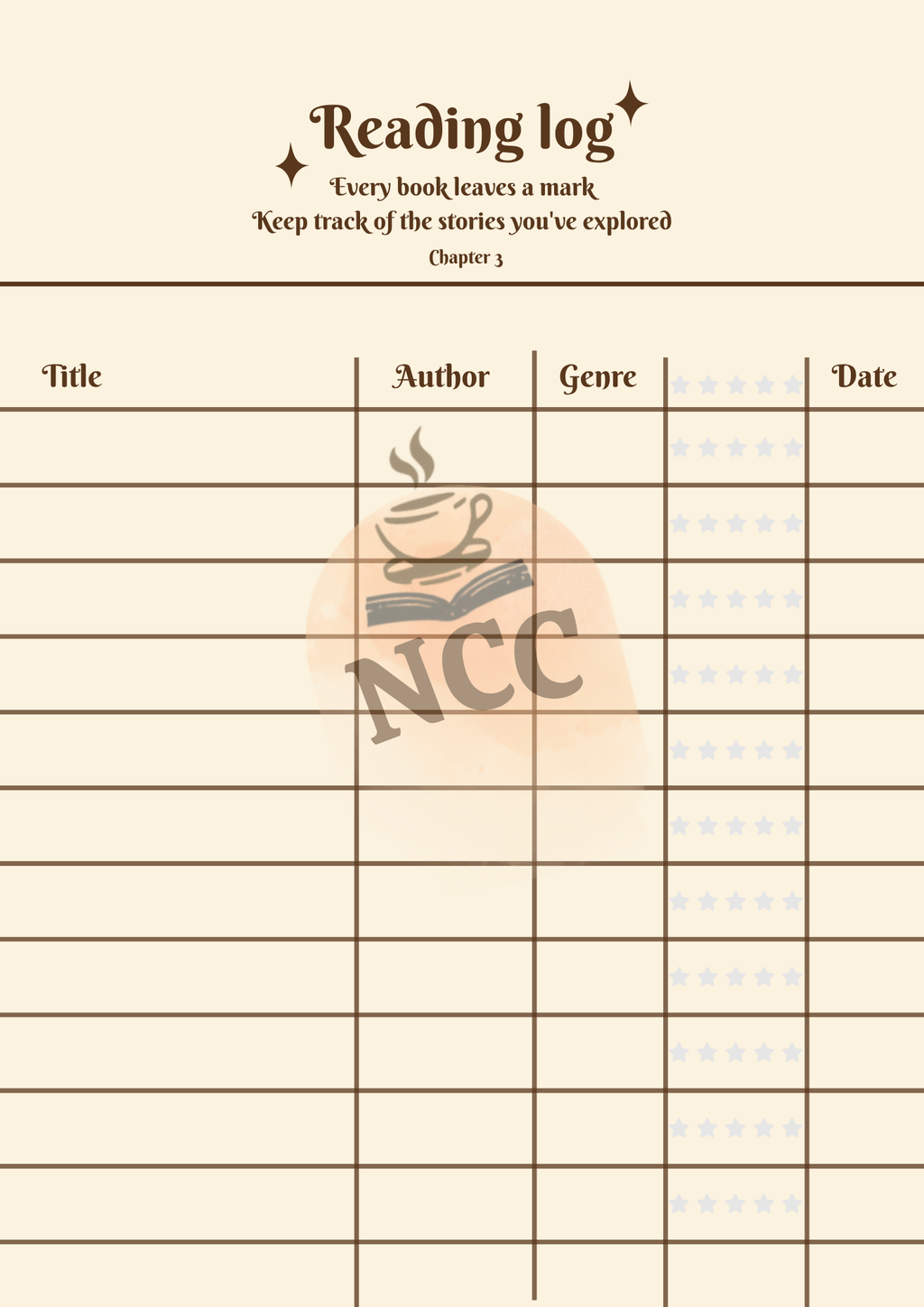 Reading Log pages of The Cozy Reader's Journal — track every book you read
