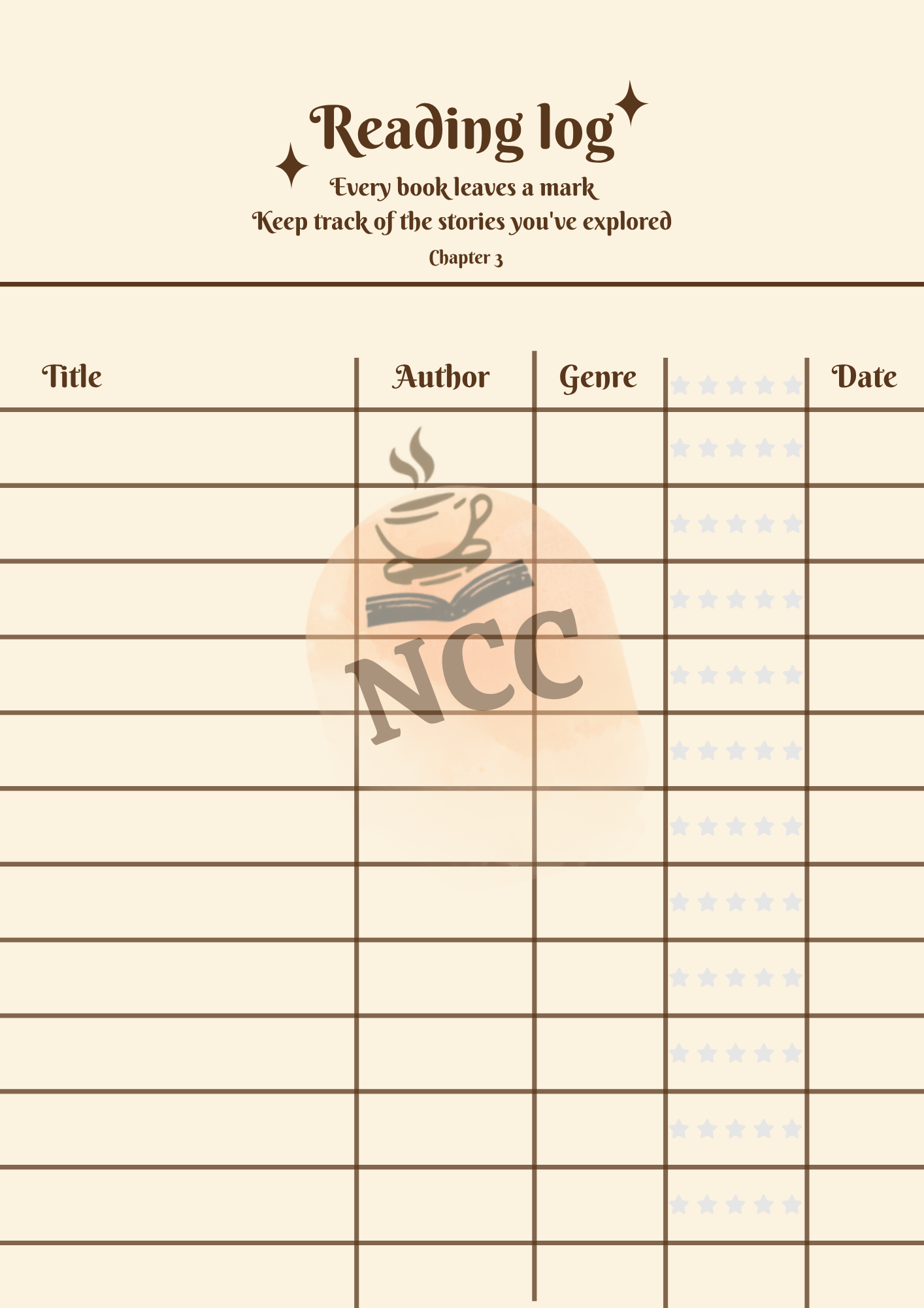 Reading Log pages of The Cozy Reader's Journal — track every book you read
